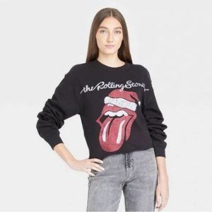 the Rolling Stones Christmas Santa Hat Cropped Sweatshirt - Large